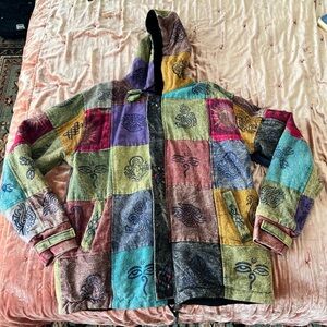 Patchwork hooded jacket
